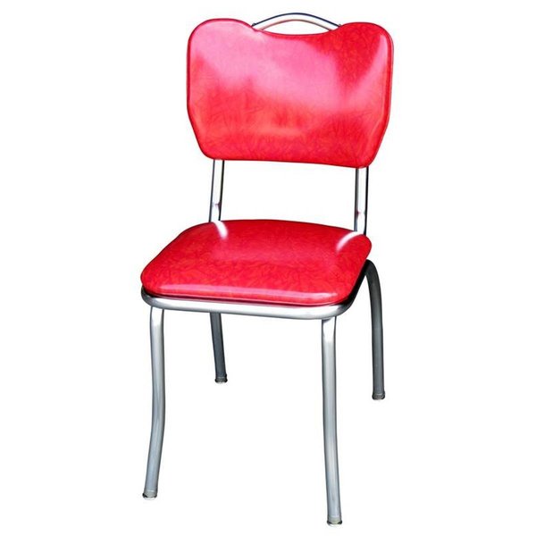 Richardson Seating Corp Richardson Seating Corp 4161CIR 4161 Handle Back Diner Chair -Cracked Ice Red- with 1 in. Pulled Seat  - Chrome 4161CIR
